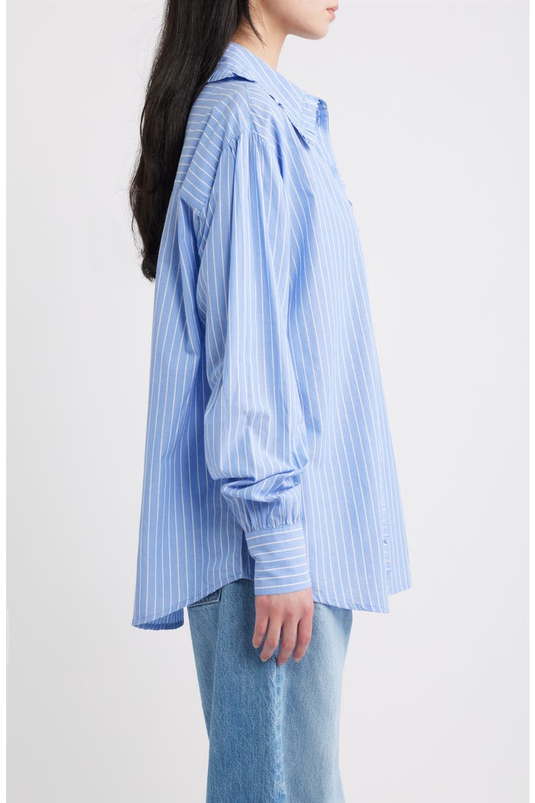 Kendall Ruffle Stripe Organic Cotton Shirt, Alternate, color, BLUE
