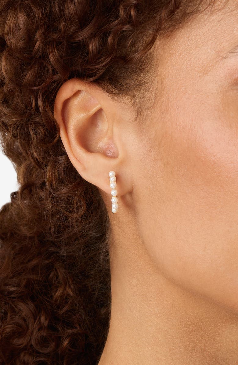 ATHRA LUXE Freshwater Pearl Hoop Earrings, Alternate, color, Gold