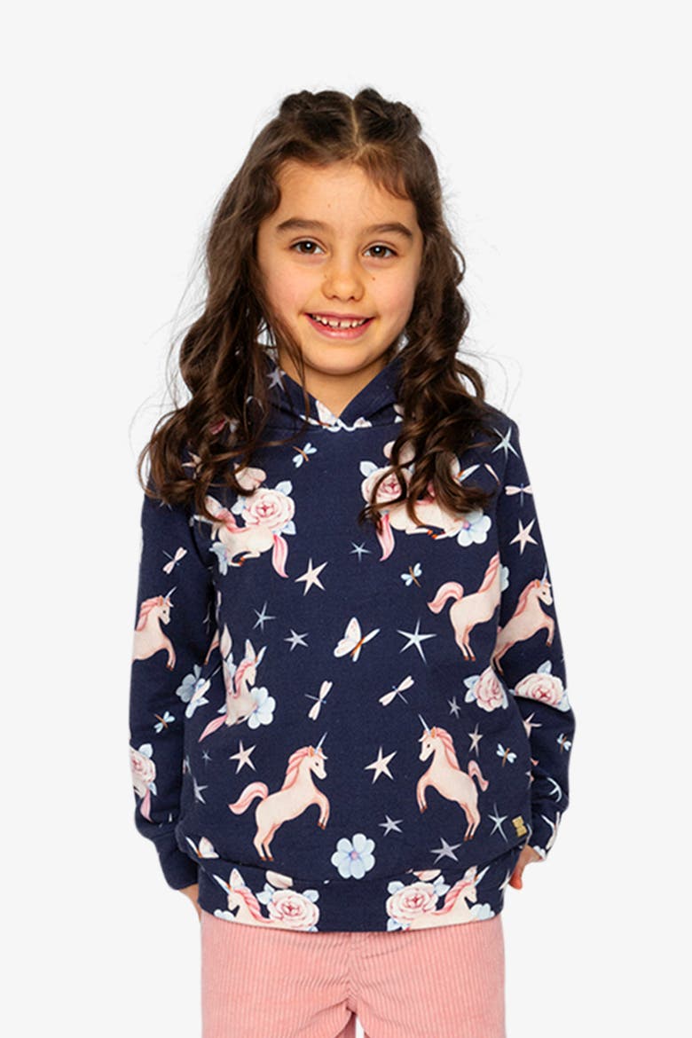 Elastic Cuffs Gummy Bears Raglan Sleeves Hoodie, Alternate, color, Purple Unicorn Print