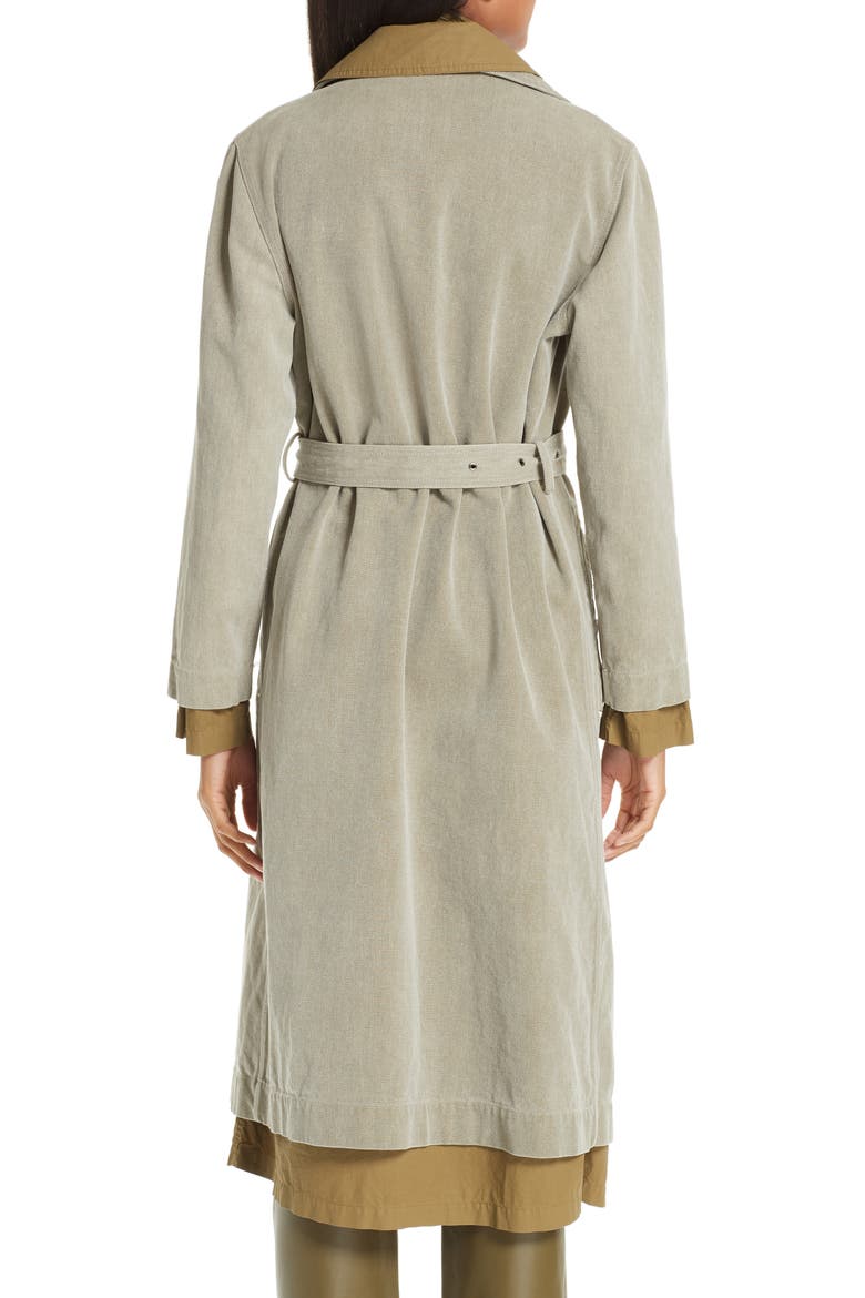 Devin Layered Cotton Canvas Trench Coat, Alternate, color, OLIVE