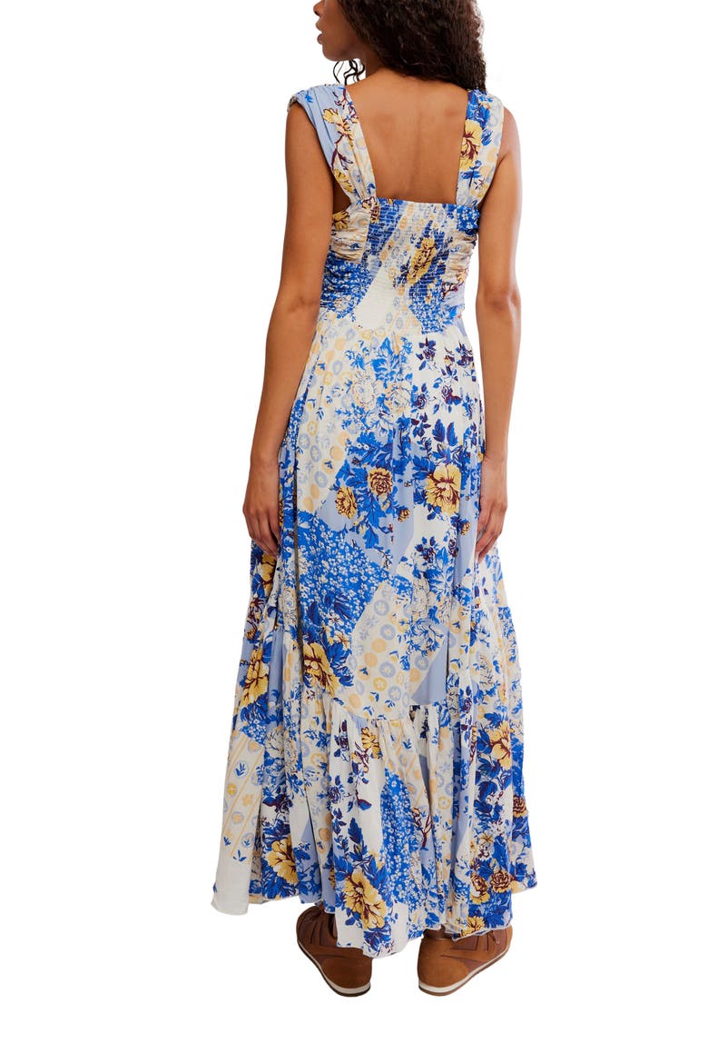 Sasha Floral Mesh Midi Dress, Alternate, color, PORCELAIN COMBO