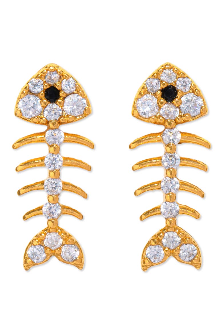 Bone to Pick Stud Earrings, Main, color, GOLD