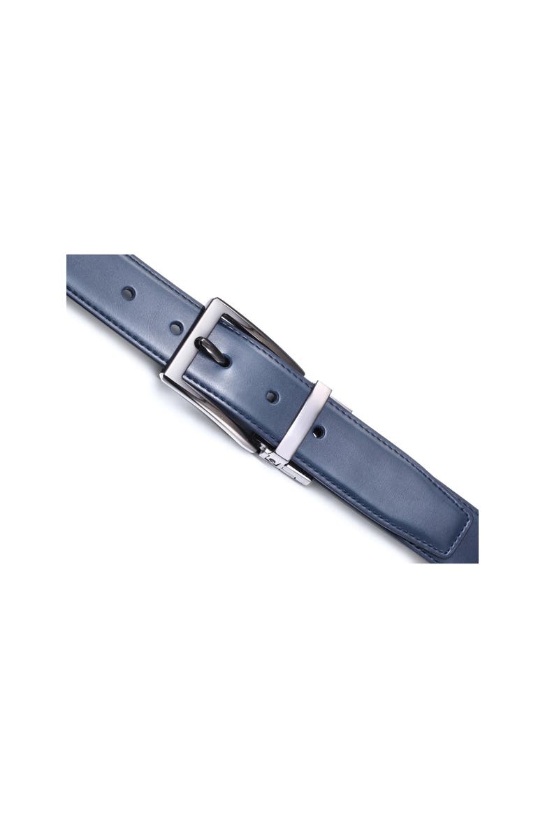 Reversible Leather Belt with Rotating Buckle, Alternate, color, Navy/Black