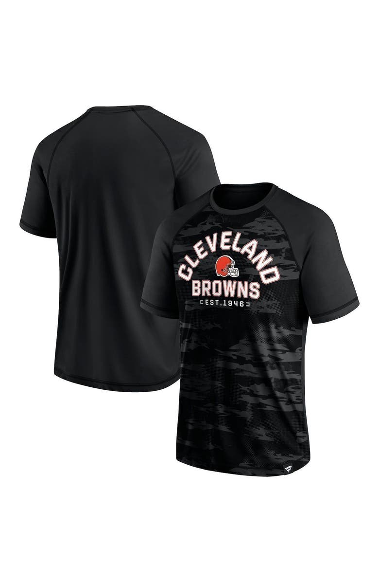 FANATICS Men's Fanatics Branded Cleveland Browns Blackout Hail Mary Raglan T-Shirt, Main, color, Black