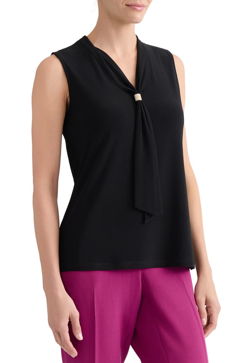 Tie Neck Sleeveless Top, Alternate, color, BLACK