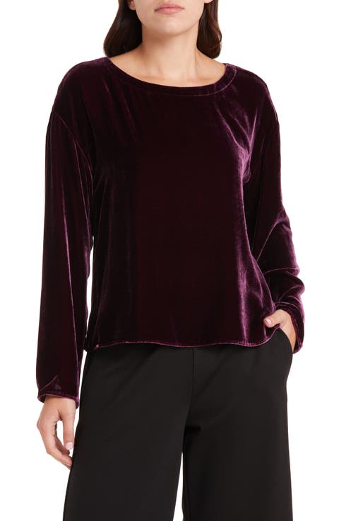 Ballet Neck Velvet Top