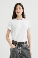 Brunello Cucinelli Stretch cotton jersey t-shirt with monili