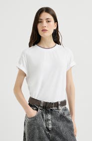 Brunello Cucinelli Stretch cotton jersey t-shirt with monili