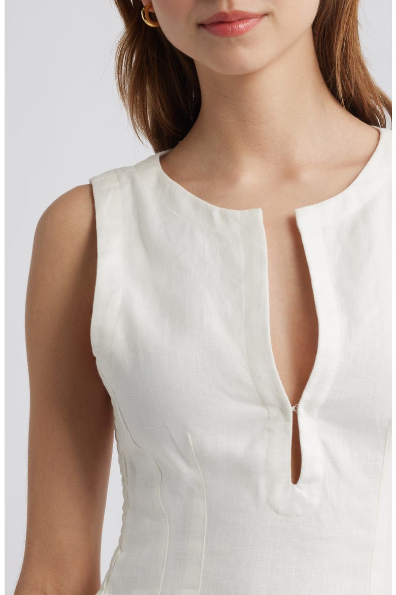 Melia Sleeveless Linen Top, Alternate, color, WHITE