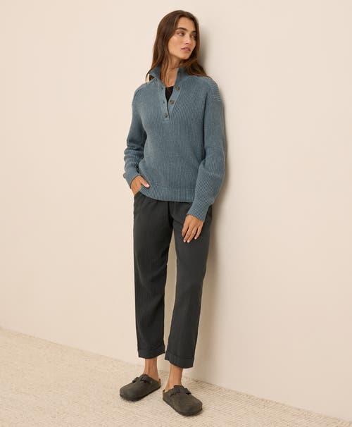 Pact Luxe Knit Henley Sweater In Gray