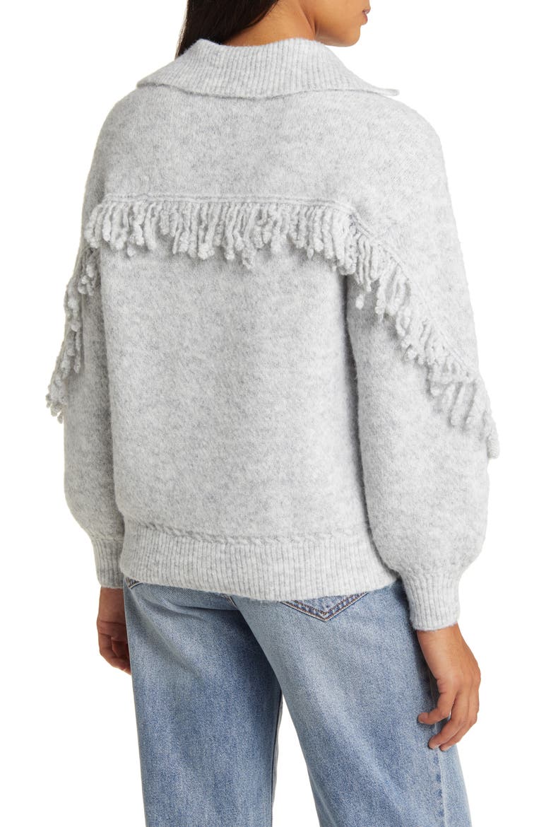 Fringe Blouson Sleeve Sweater (Nordstrom Exclusive), Alternate, color, HEATHER GREY