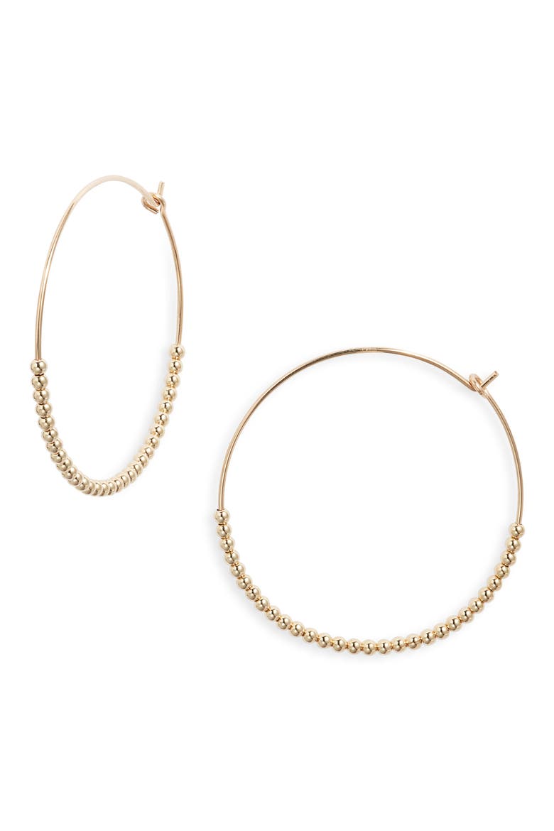 Classic Beaded Hoop Earrings, Main, color, GOLD FILL