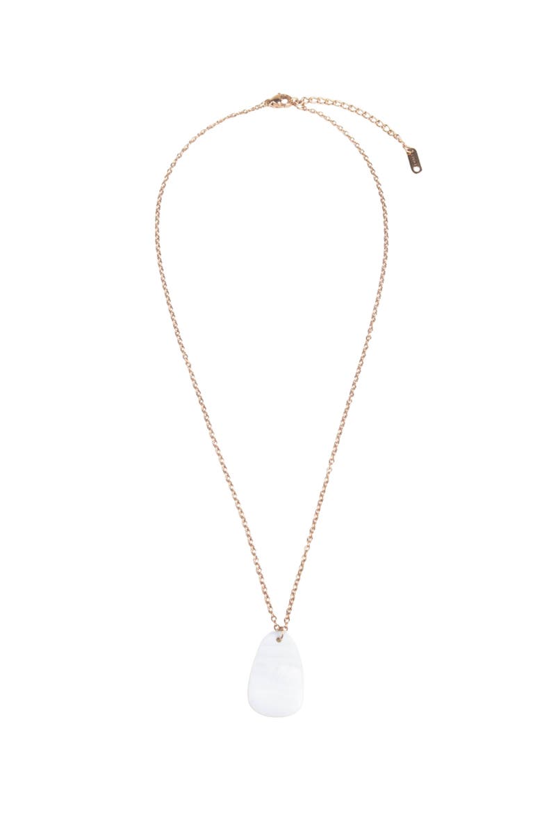 Mother-of-Pearl Trapezoid Pendant Necklace, Alternate, color, White
