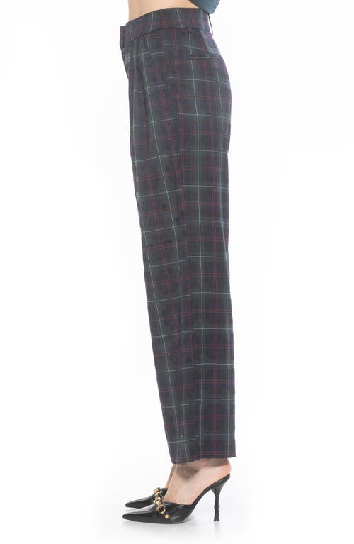 Alexia Admor Plaid Wide Leg Pants In Green Plaid