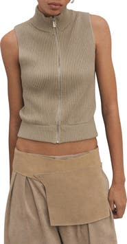 MANGO Cutout Sleeveless Cotton Rib Top