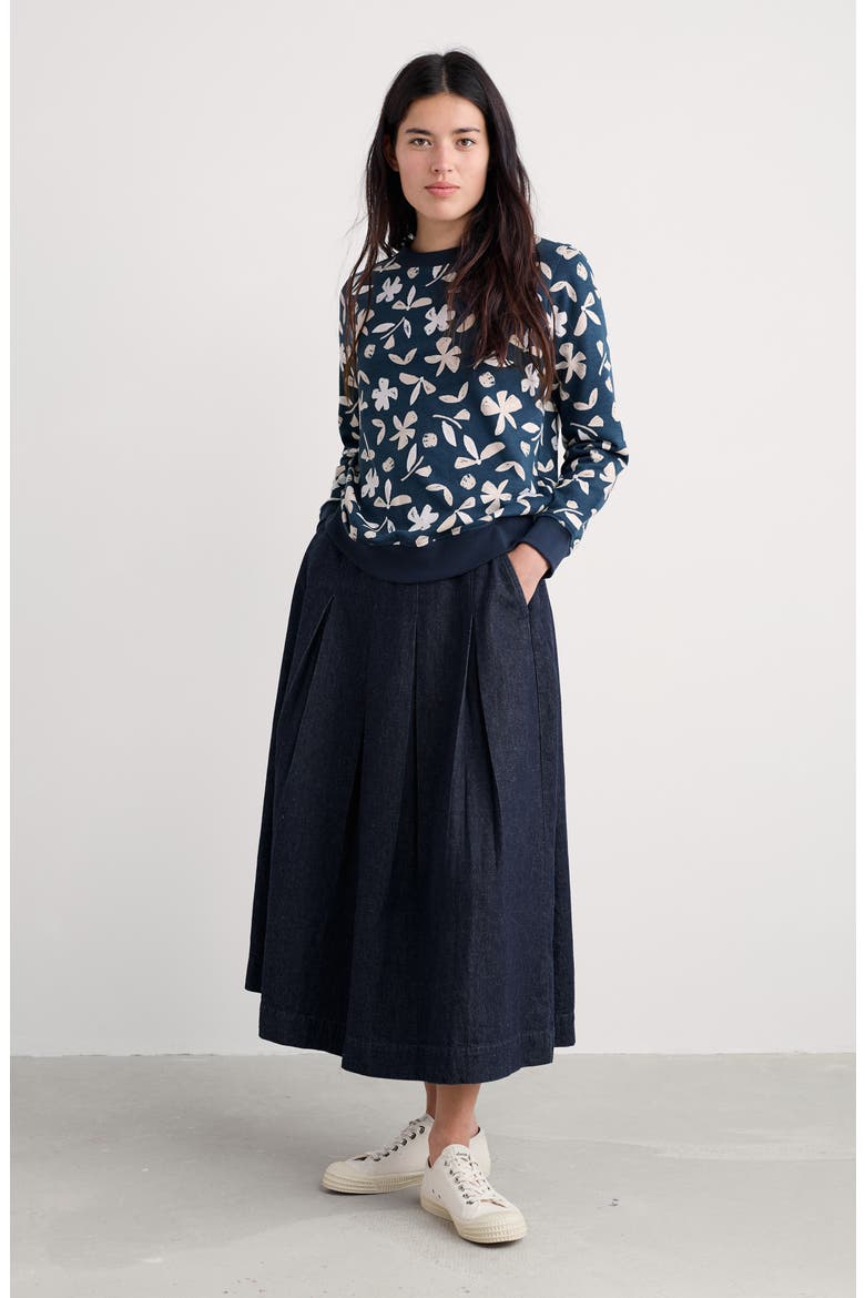 Bright Wave Floral Organic Cotton Sweatshirt, Alternate, color, ORGANIC SHAPES DARK LUGGER