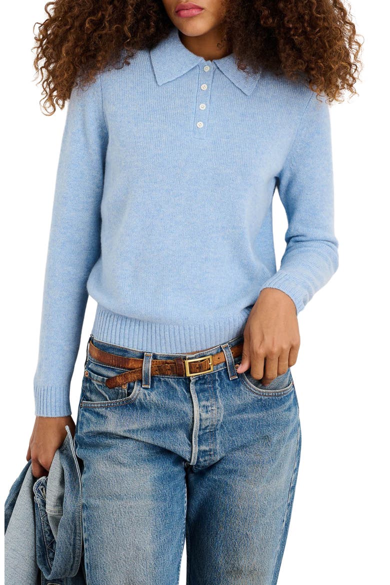 Alice Cashmere Polo Sweater, Main, color, FROST BLUE