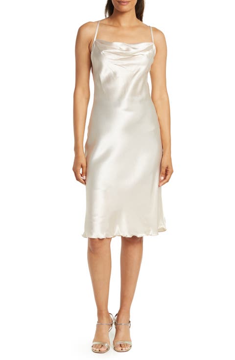 Satin Cowl Neck Midi Dress