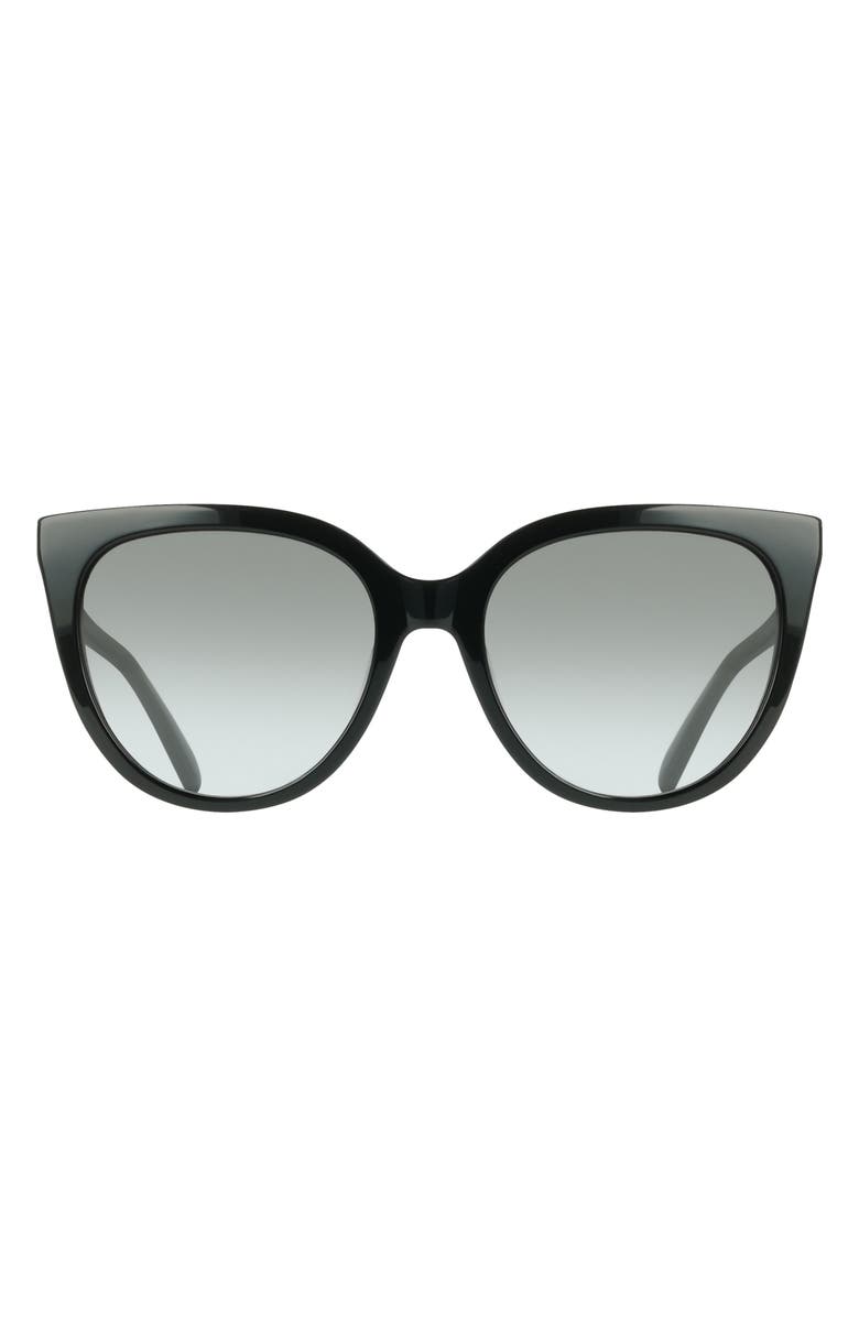 FERRAGAMO 56mm Gradient Cat Eye Sunglasses, Main, color, Black