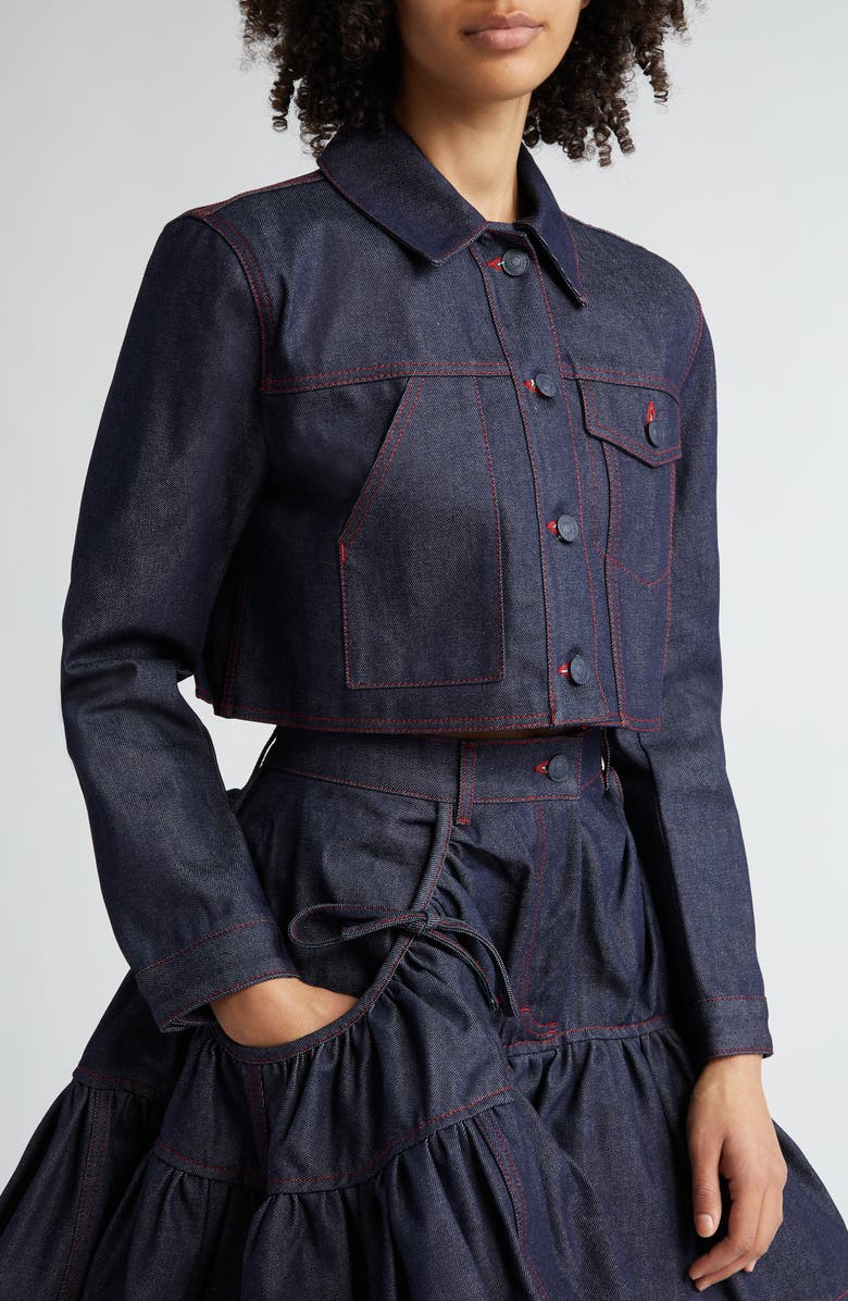Cecilie Bahnsen Gracie Crop Denim Jacket, Alternate, color, 