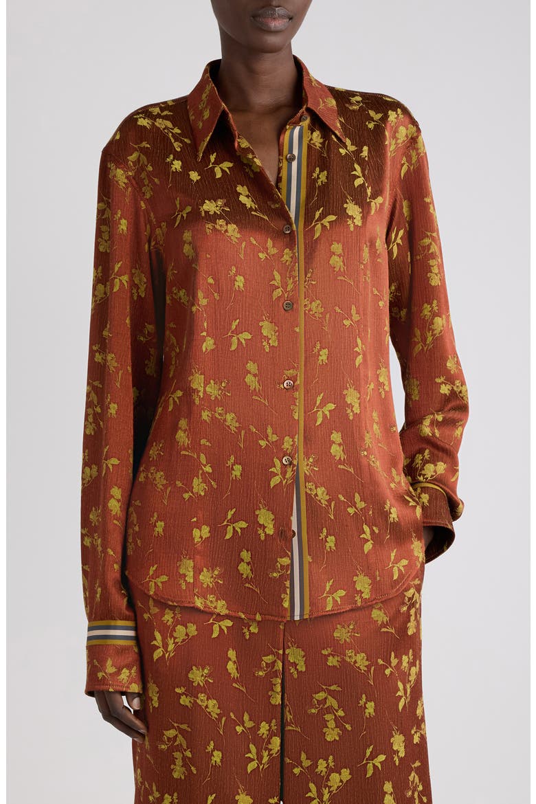 Chloris Embroidered Floral Shirt, Main, color, RUST