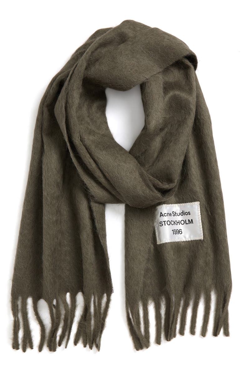 Acne Studios Viper Furry Alpaca Blend Fringe Scarf, Alternate, color,