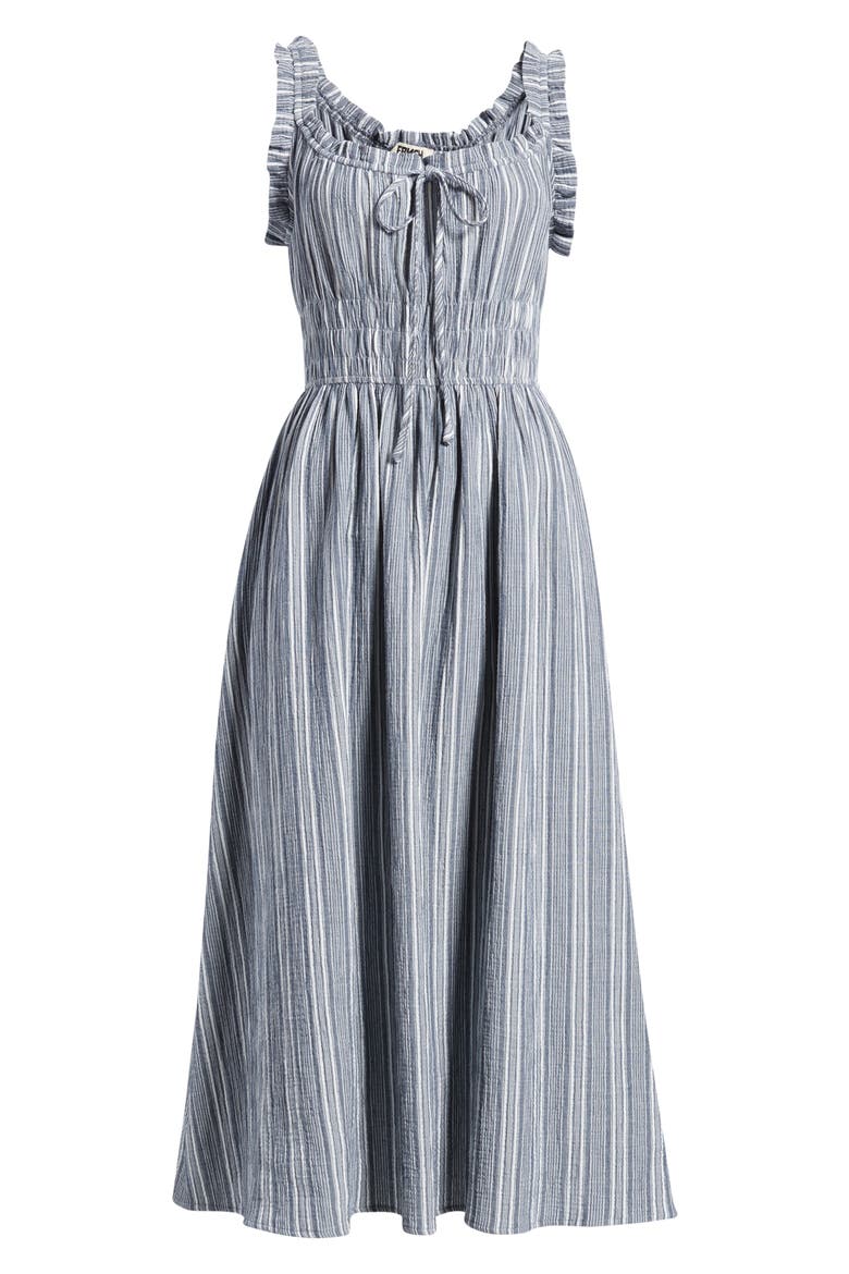 Obea Variegated Stripe Organic Cotton Sundress, Alternate, color, BLEU JEAN