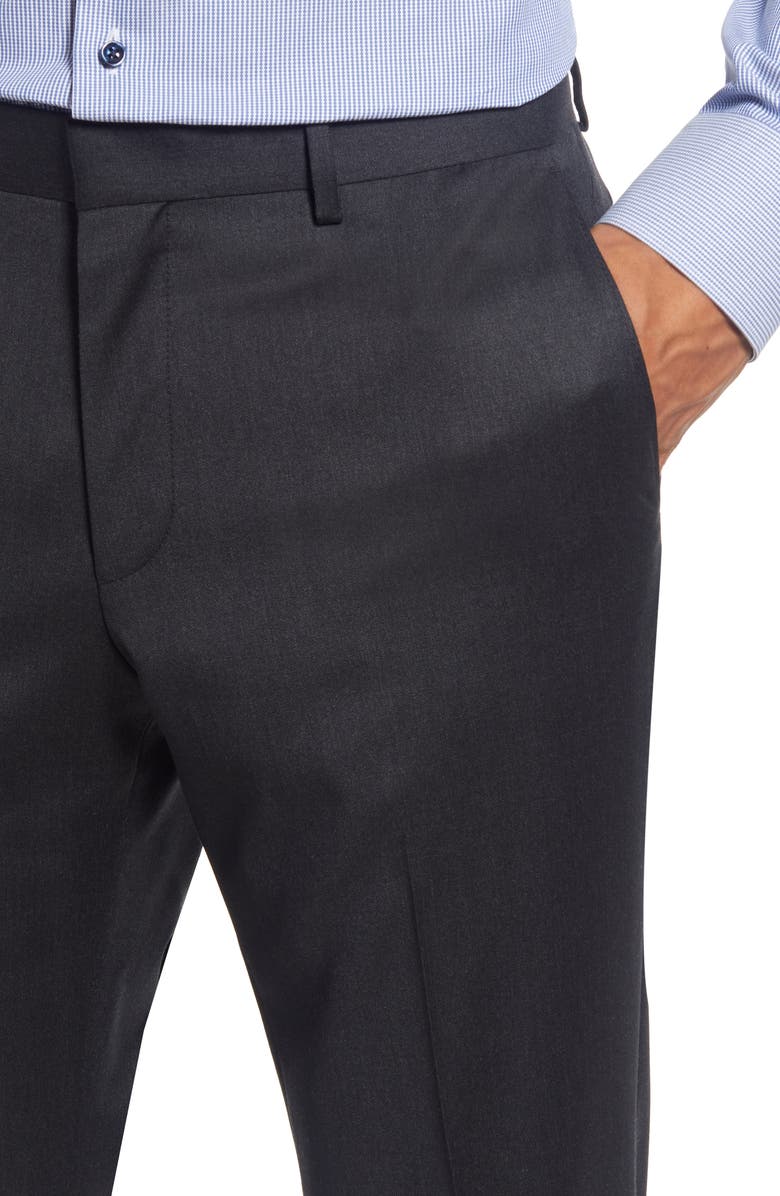 BOSS Genius Slim Fit Flat Front Wool Dress Pants, Alternate, color, Dark Grey