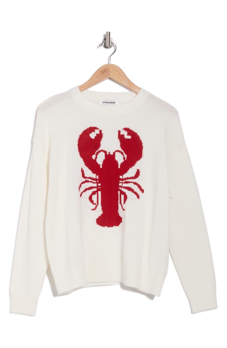 Vigoss Lobster Pullover Sweater, Alternate, color, White