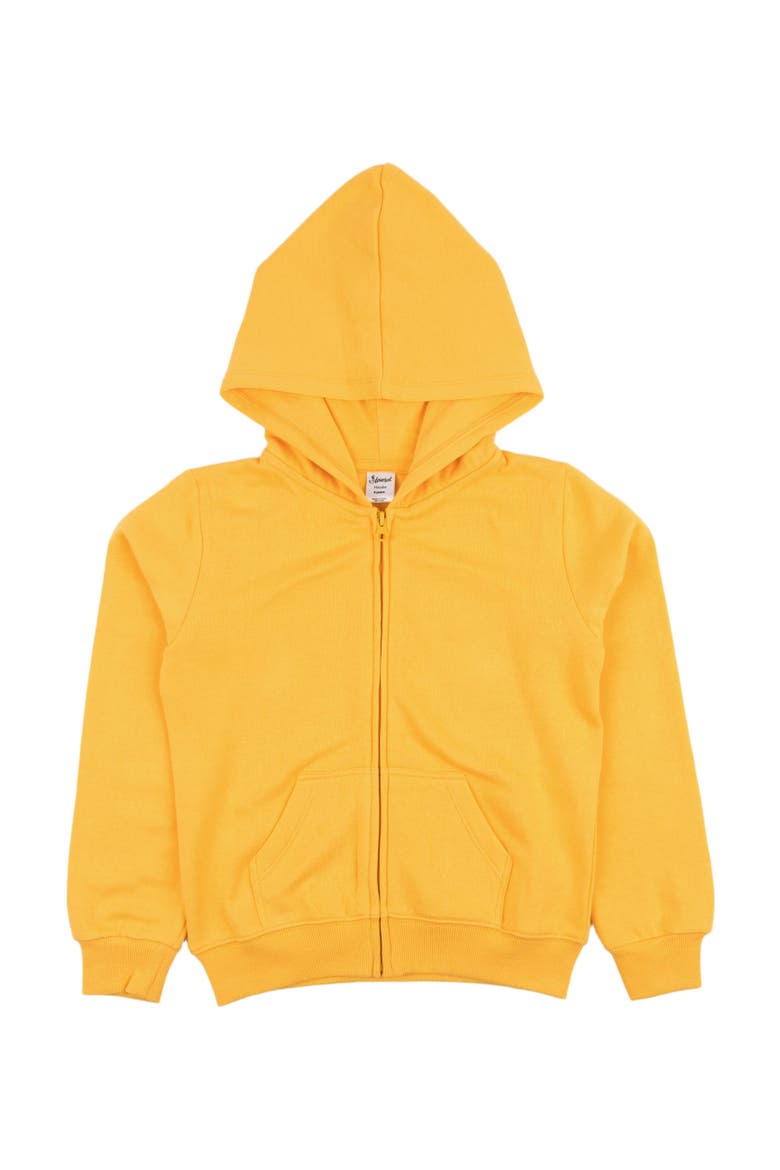Kids Zip-Up Sweatshirt Hoodie, Cotton Blend, Solid Colors, Alternate, color, YELLOW