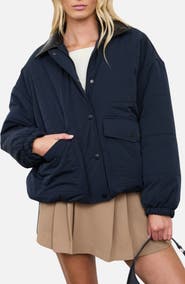 Blu Pepper Contrast Collar Puffer Jacket