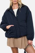 Blu Pepper Contrast Collar Puffer Jacket