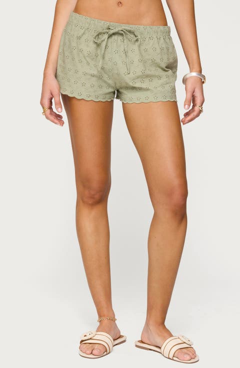 Talula Cotton Eyelet Tie Waist Shorts