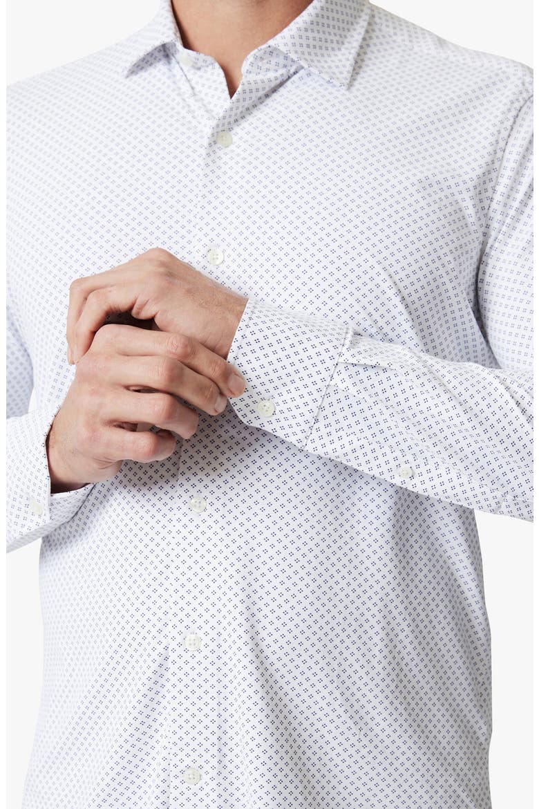 Modern Fit Diamond Dot Tech Button-Up Shirt, Alternate, color, WHITE
