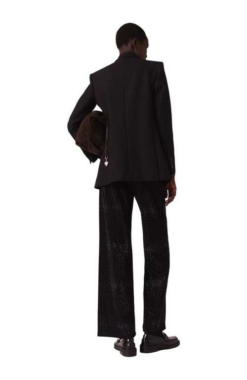 Maje Womens Rhinestone Wide-leg Mid-rise Stretch-denim Jeans Black In Black