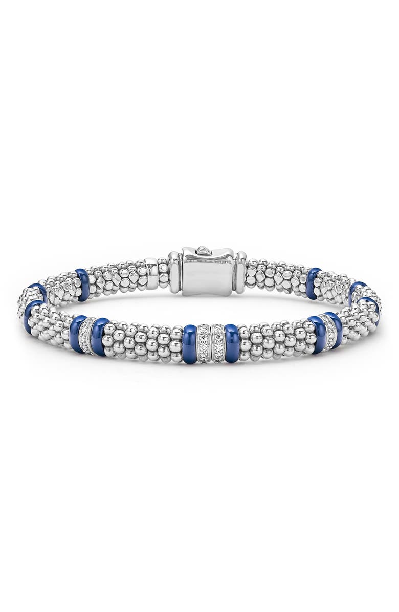 LAGOS Blue Caviar Diamond & Ceramic Station Rope Bracelet, Main, color, Marine