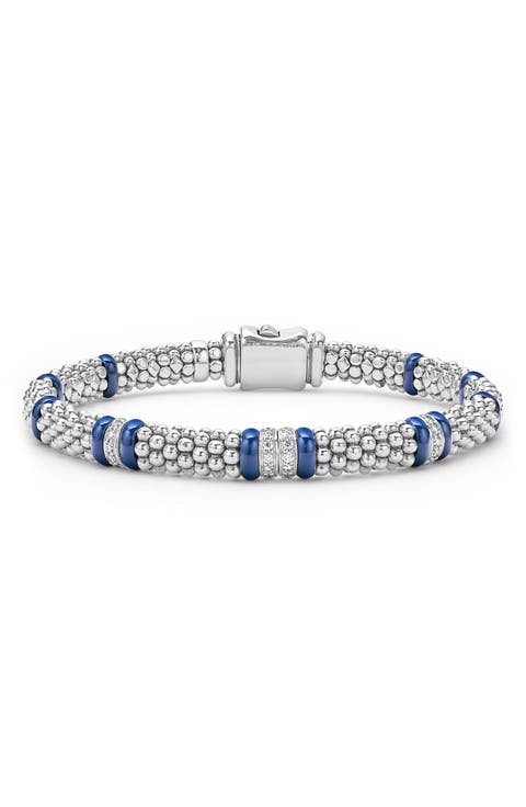 Blue Caviar Diamond & Ceramic Station Rope Bracelet