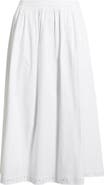 Open Edit Embroidered Stretch Cotton Poplin Midi Skirt