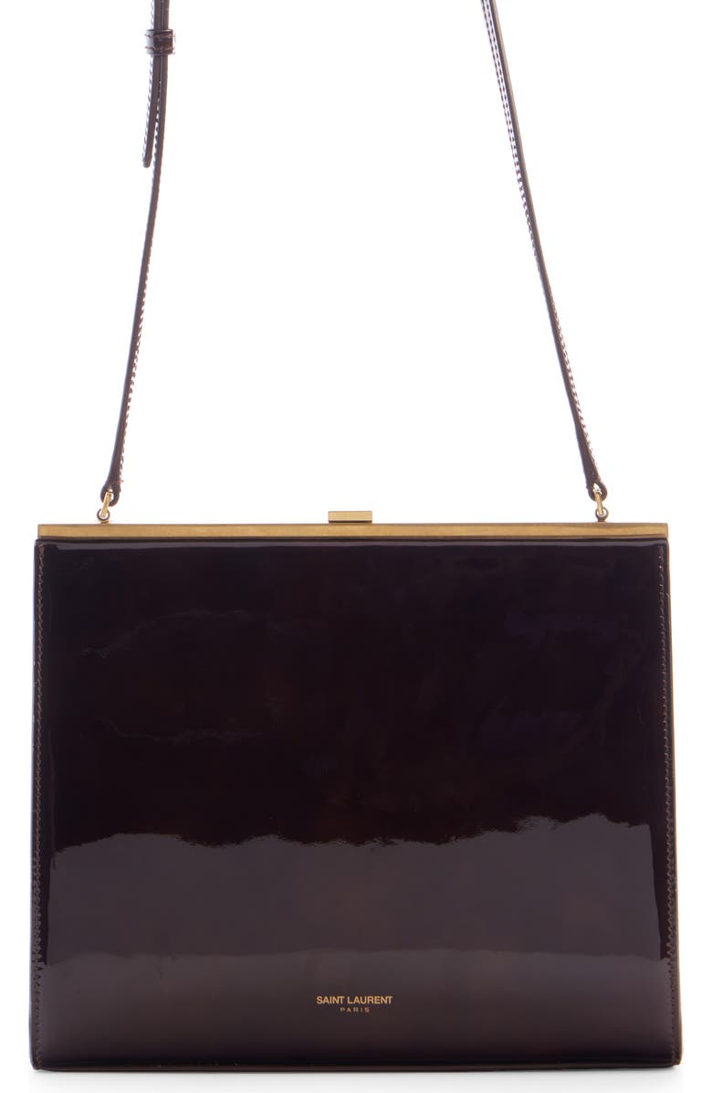 Saint Laurent Small Sac Patent Leather Frame Shoulder Bag, Main, color,