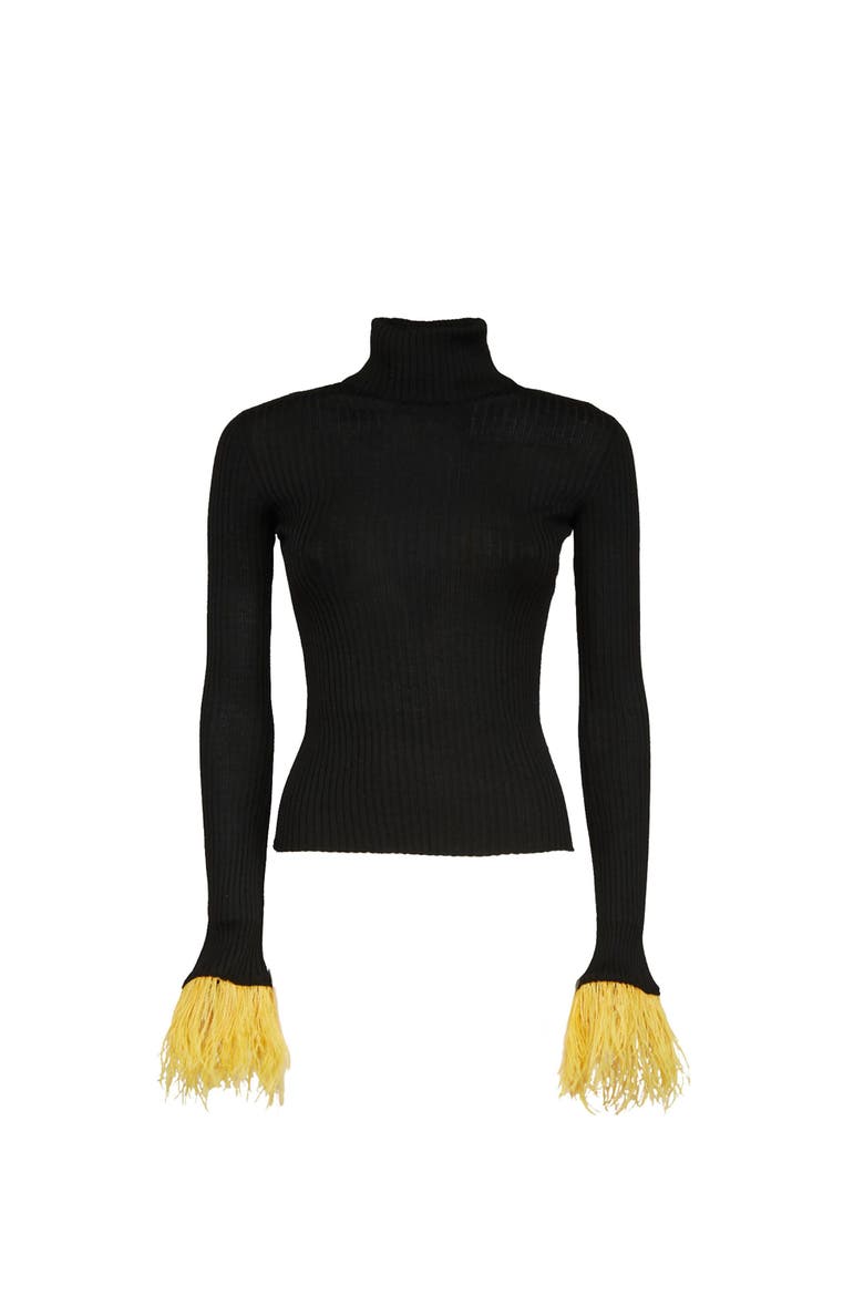 High Kick Top With Feathers Black, Alternate, color, Black