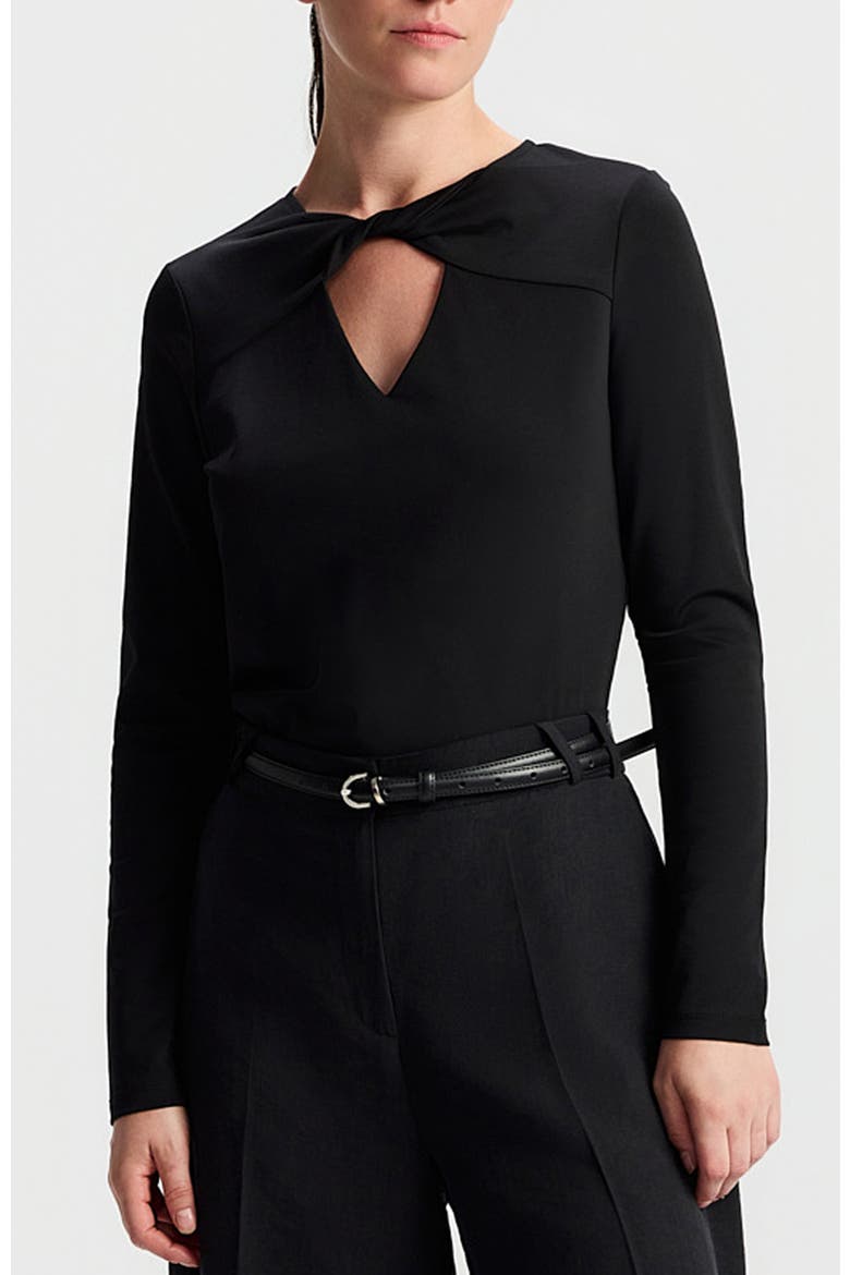 Bina Fitted Twist Neck Top, Alternate, color, Black