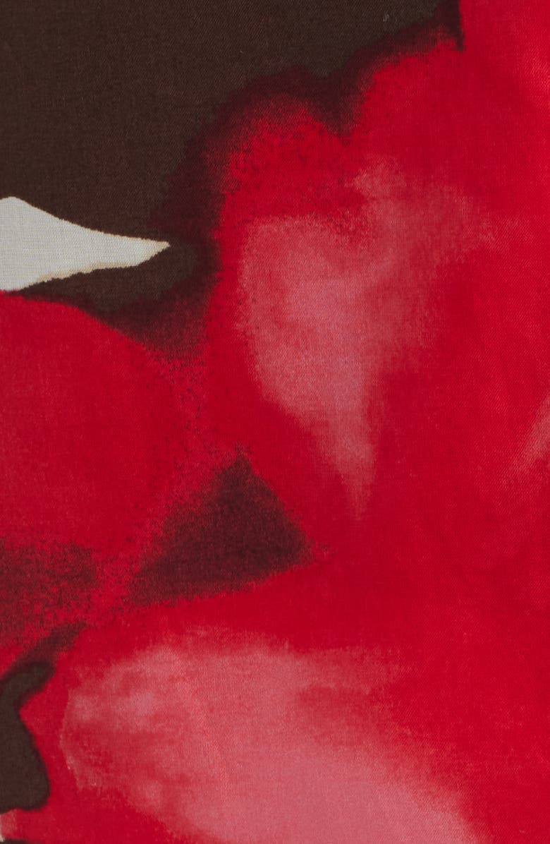 Anne Klein Ruffle Neck Cotton Button-Up Shirt, Alternate, color, White Dove Multi