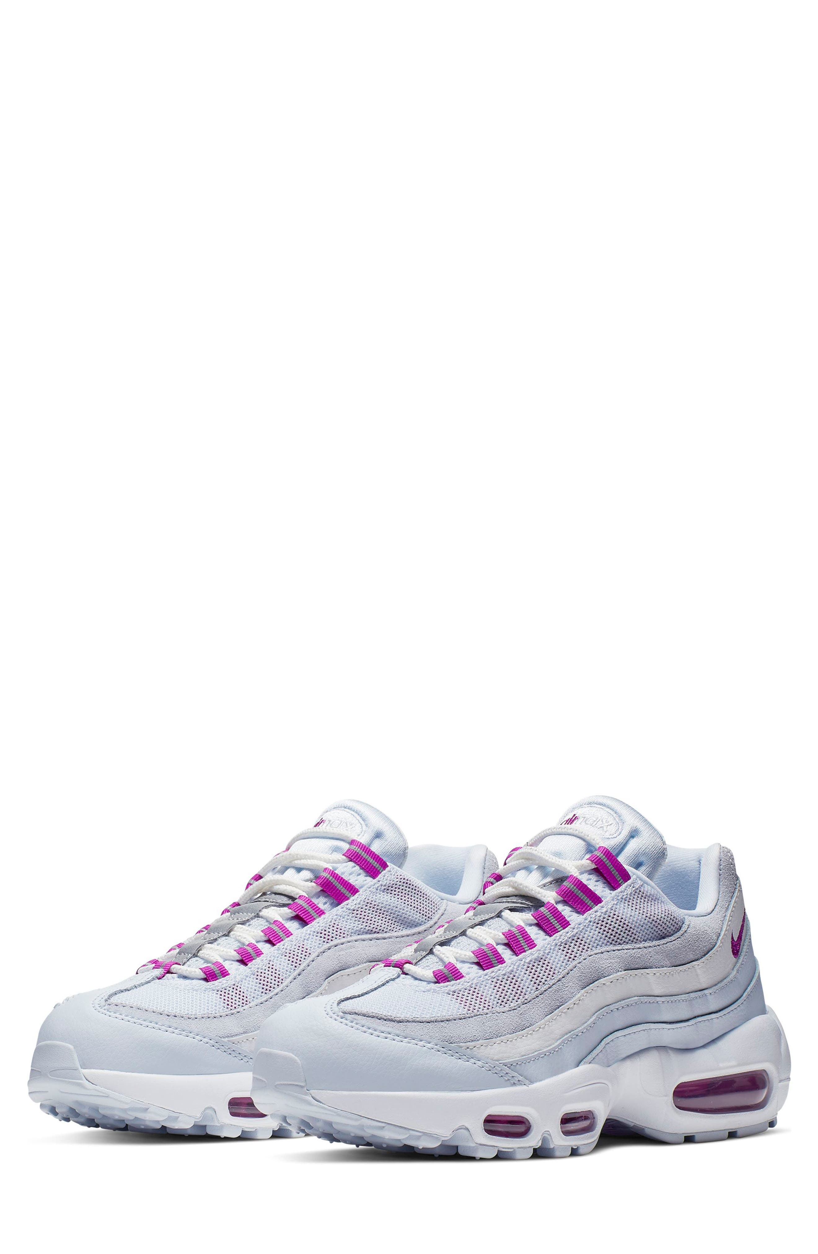 Air Max 95 Sneaker, Main, color, FOOTBALL GREY/ VIOLET/ WHITE