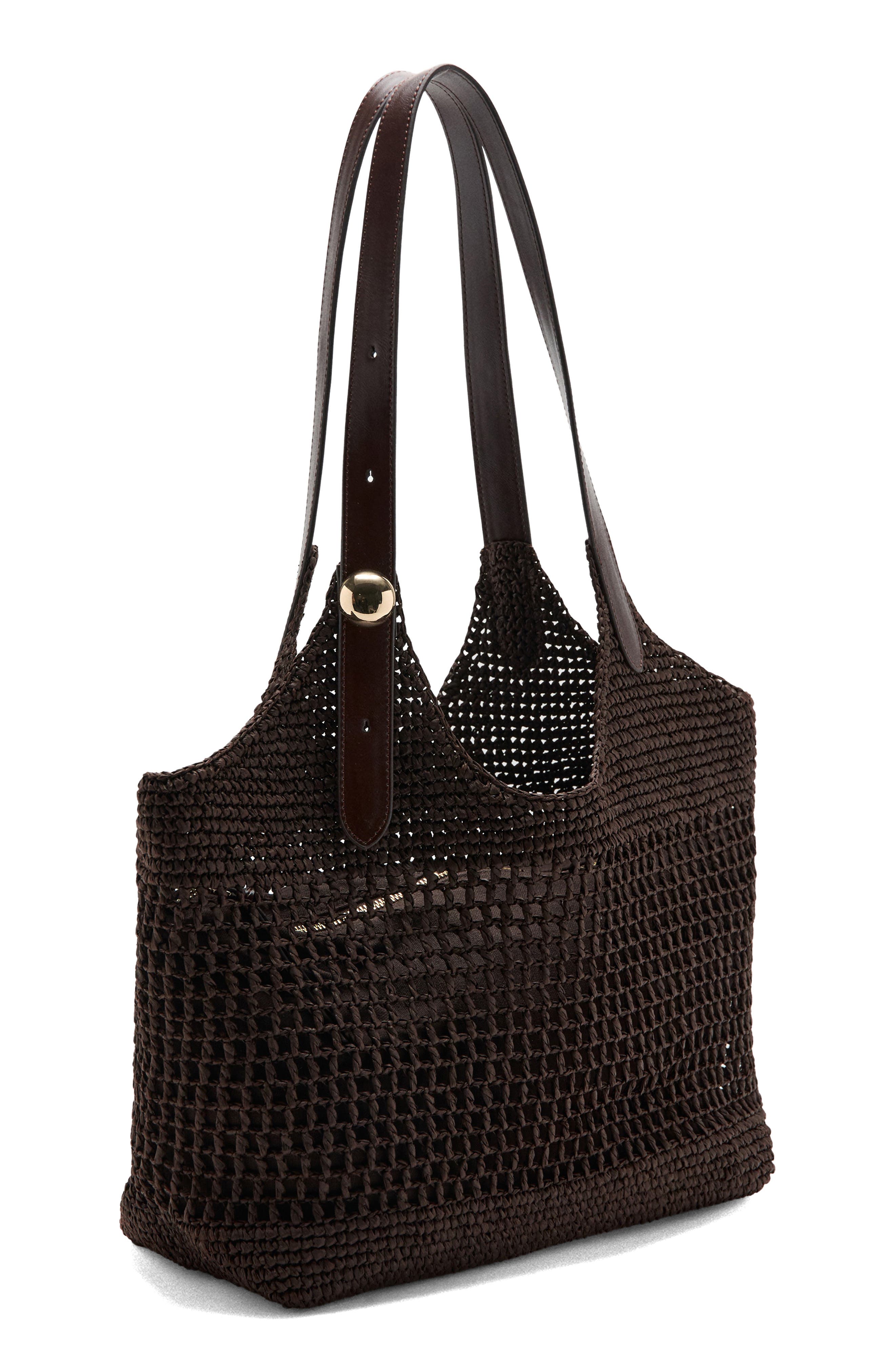 MANGO Natural Fiber Tote, Alternate, color, Chocolate