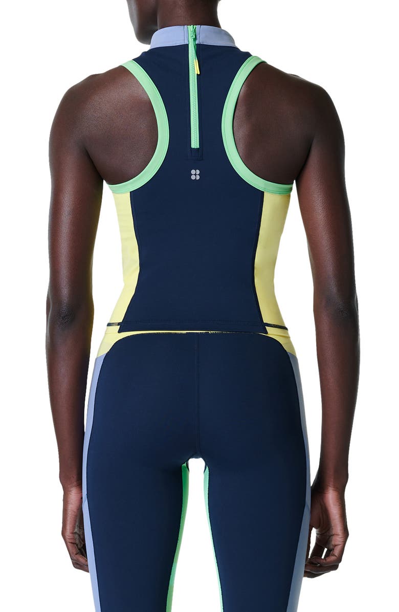 Sweaty Betty Power Zip Back Workout Crop Top, Alternate, color, Navy Blue Blue