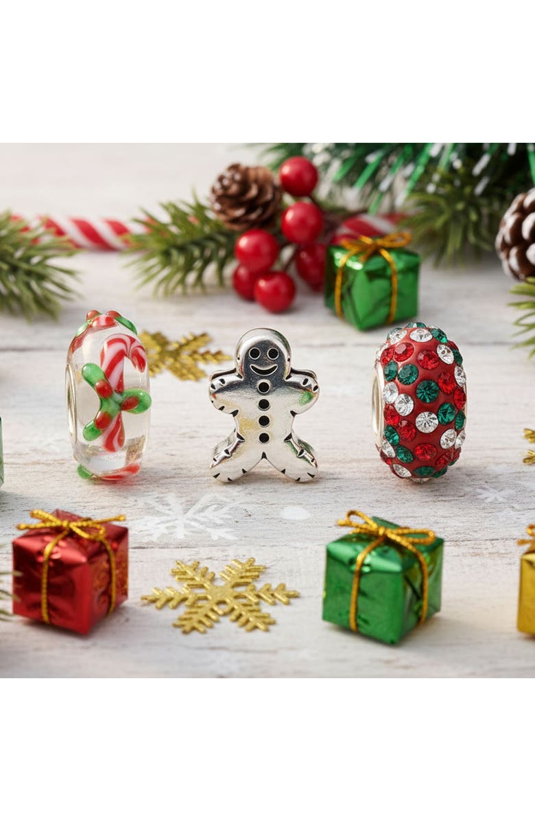 BLING JEWELRY Set of 3 Christmas Themed Sterling Silver Charms, Alternate, color, 