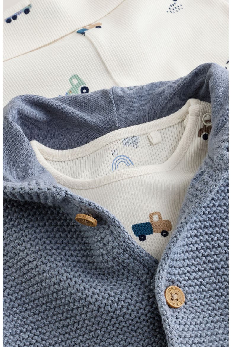 Kids' 3-Piece Cardigan, Bodysuit & Pants Set, Alternate, color, BLUE