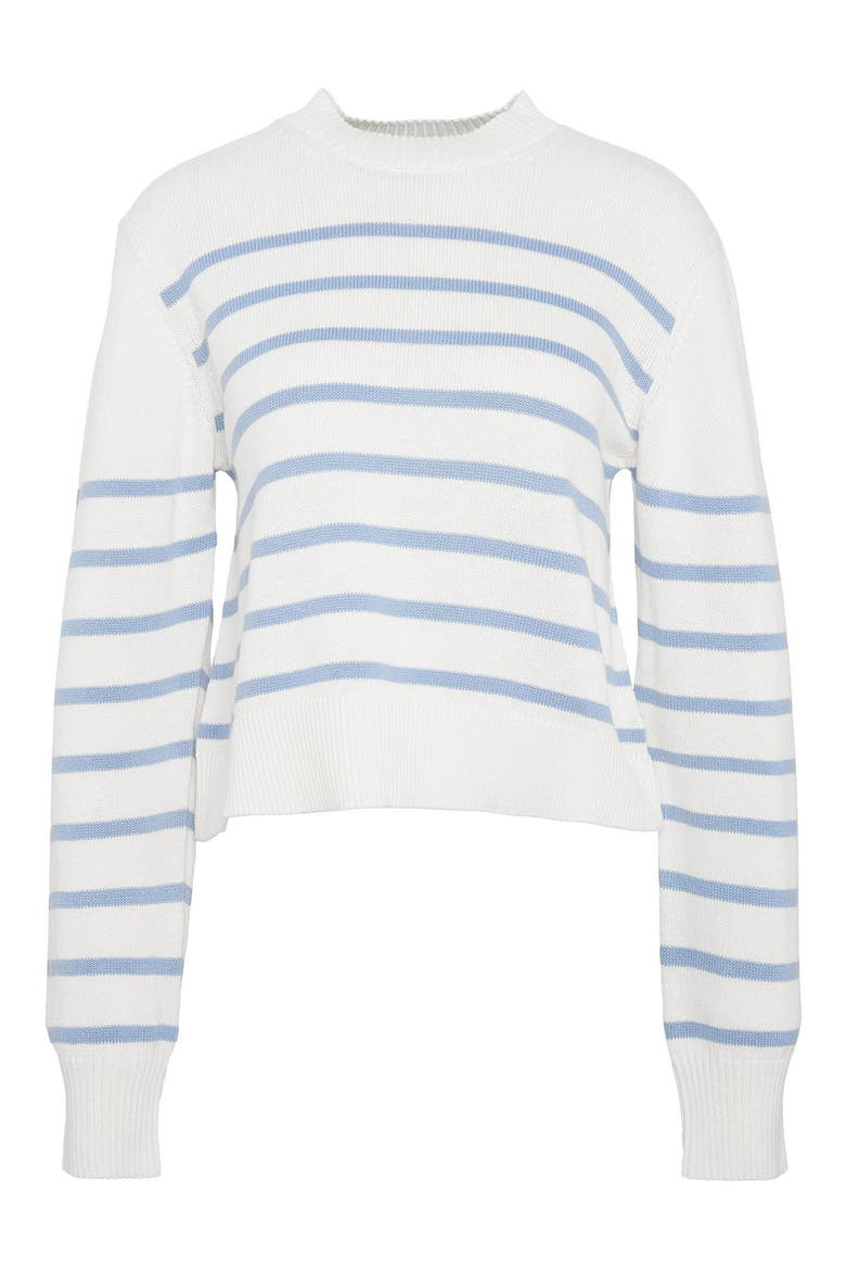 Emery Stripe Crop Cotton & Cashmere Sweater, Alternate, color, CLOUD/ BLUE SKY