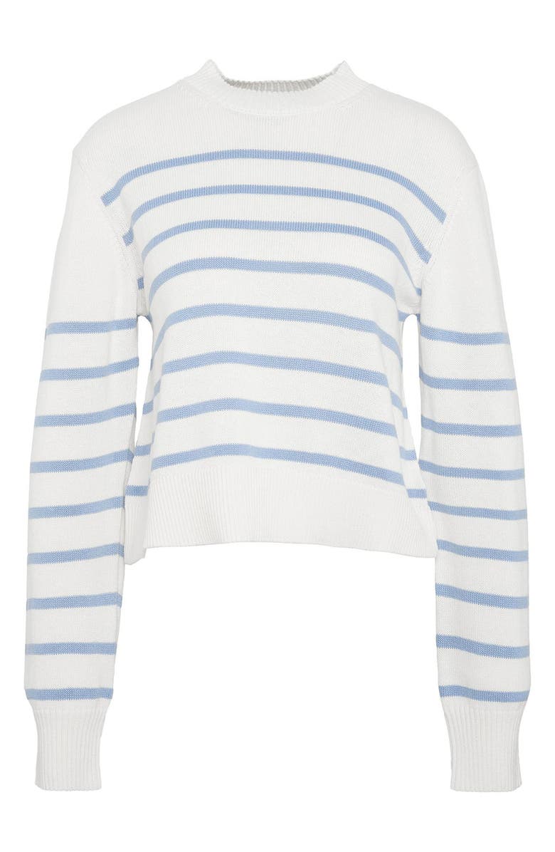 Barbour Emery Stripe Crop Cotton & Cashmere Sweater, Alternate, color, Cloud/ Blue Sky