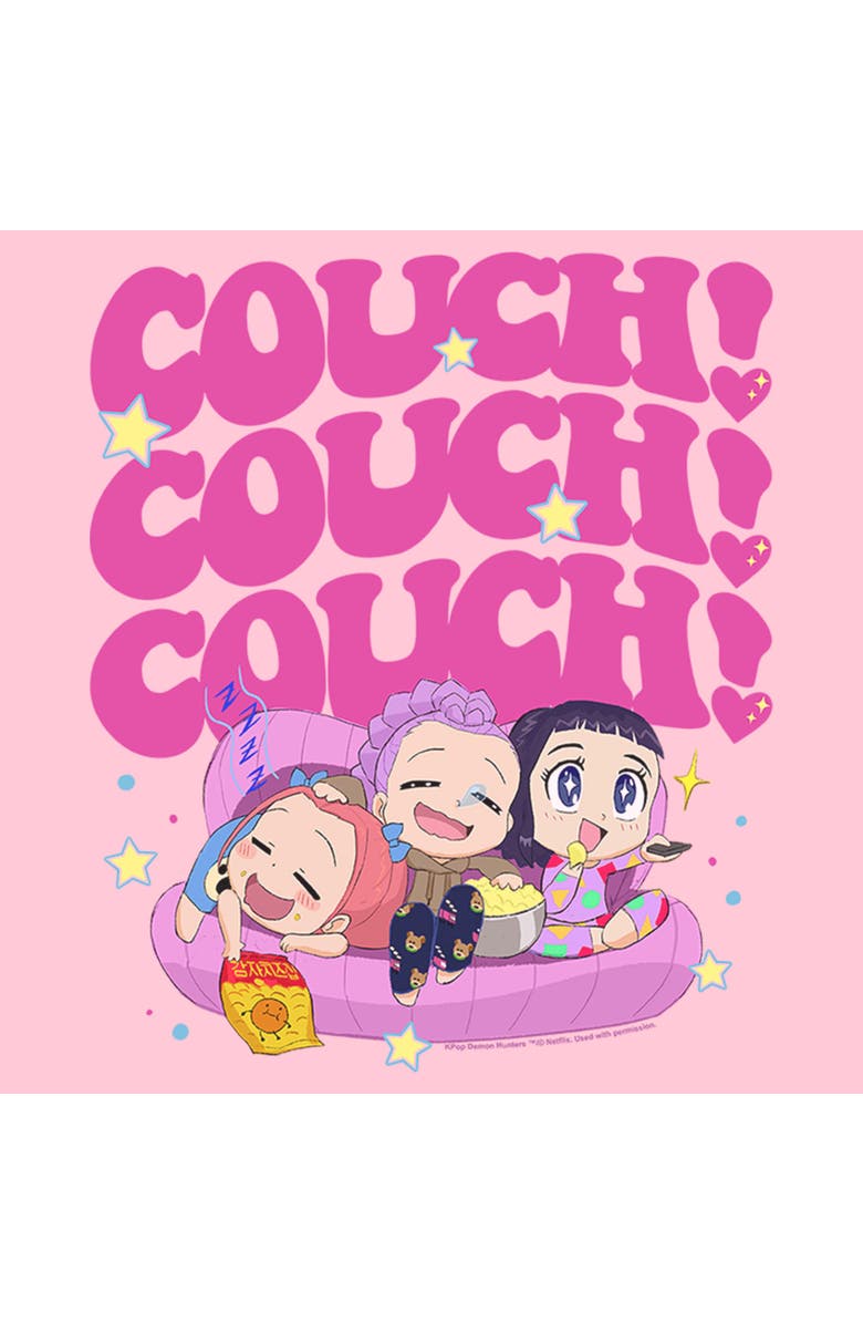 KPop Demon Hunters Girl's KPop Demon Hunters Cute Friendship Couch Time  Graphic T-Shirt, Alternate, color, Light Pink